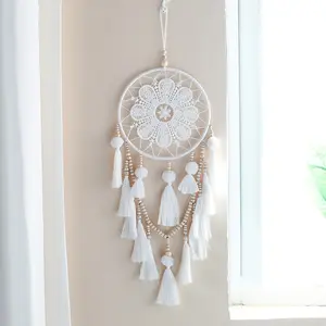 White tassel dream catcher handmade pendant, wedding decoration, room wall decoration gifts