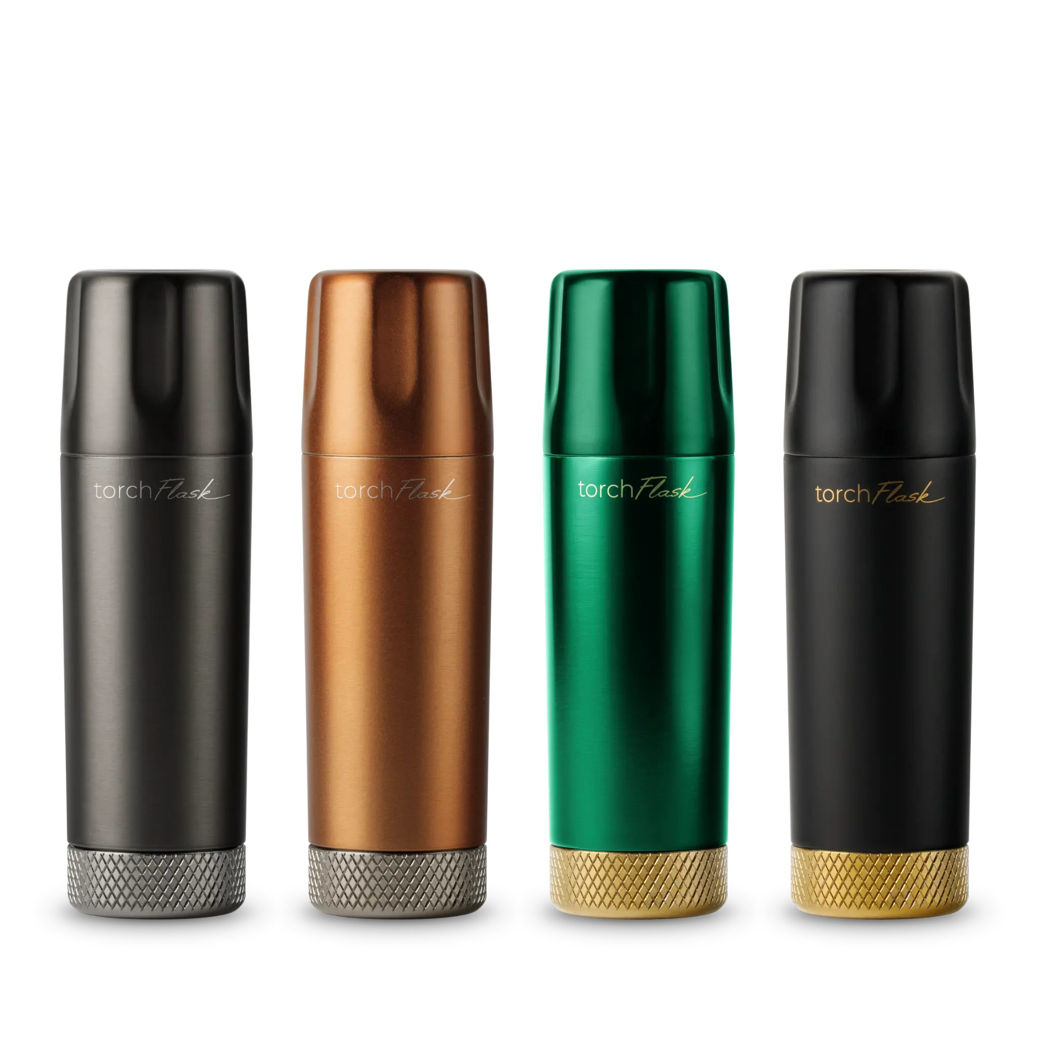 Torch Flask Pocket Barware, Stainless Steel Insulated Liquor & Spirits Flask with Integrated Magnetic Shot Glass Tumbler, Leakproof Compact Travel Pocket Flask for Outdoor Adventures, Camping & Gifting