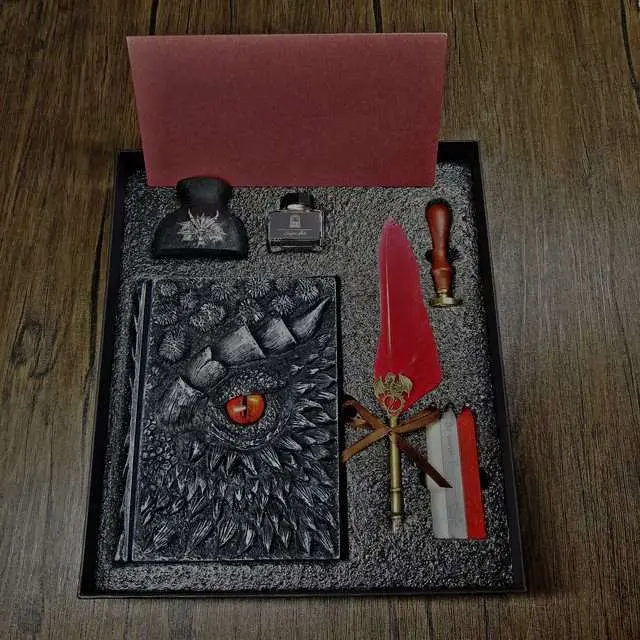 Eye of the Black Dragon Notebook Gift Set | Handmade Notebook for TTRPG, Sketchbook, Diary