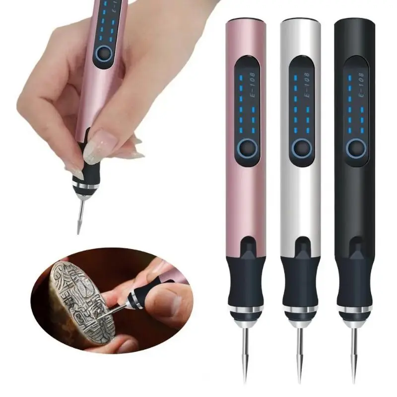 Cordless Engraving Tool, USB Charging Cordless Design High-Strength Metal 3-Speed Adjustments Portable DIY Rotary Engraver with Comfortable Grip for Jewelry, Wood, Glass Carving (Home Improvement Wallpaper Tool)