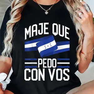 100% Cotton Honduras Flag T-Shirt with Round Neck and Short Sleeve Print, Catracho Pride, Maje Que Pedo Con Vos