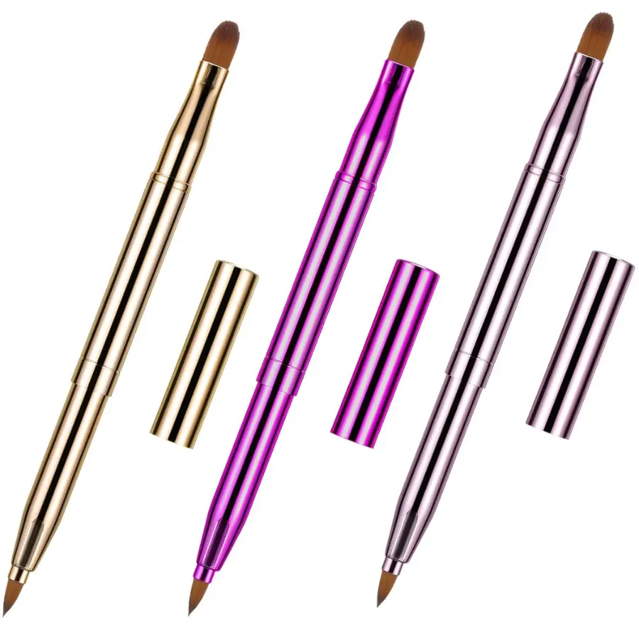3-Pack Retractable Dual-Ended Lip & Makeup Brush Set – Travel Cosmetic Applicators