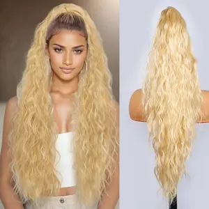 TwiceBeauty Ponytail Extension 28inch Long Claw Clip Pony Tail Extension Hair Piece Curly Wavy Ponytails Hair Extensions Clip in Synthetic Hairpiece for Women Girls Party Daily Use  Medium blonde