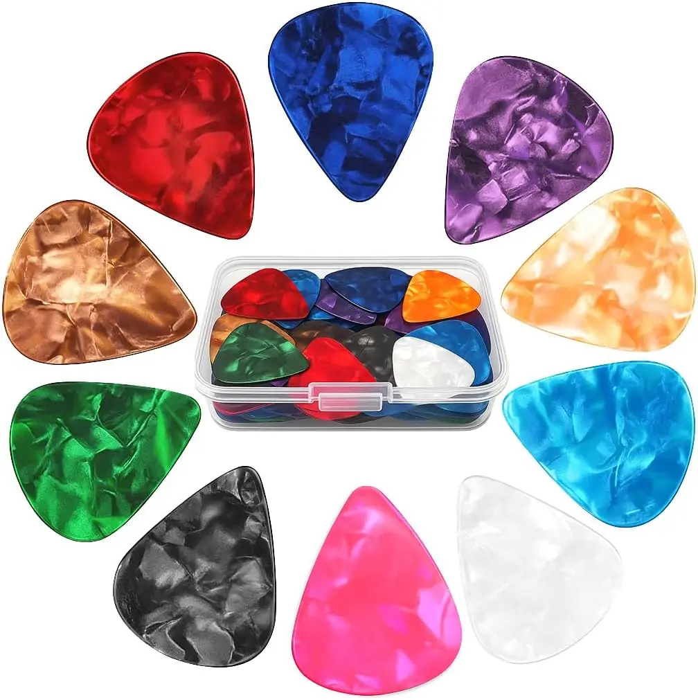 60Pack Guitar Picks With Organizer Box: Variety Colorful Guitar Pick - Thin, Medium & Heavy 3 Different Thickness for Acoustic Guitar, Metallica Guitar, Electric Guitar, Ukulele Bass