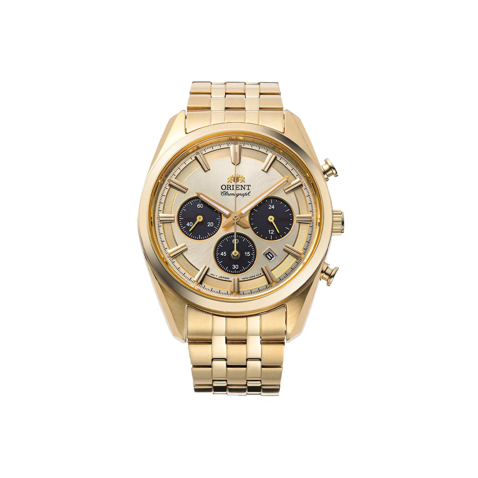 Orient Stretto Men's Stainless Steel Chronograph Watch - 40mm Solar-Powered, Champagne Dial, Sapphire Crystal, RA-TX0301G10B
