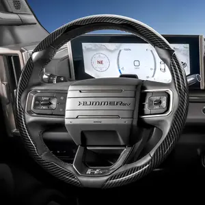 For GMC Segmented Carbon Fiber Steering Wheel Cover Sporty Style Non-Slip Comfortable Grip Quick-Install Design All-Season Compatibility For Sierra 1500/Sierra HD/Yukon/Terrain/Acadia/Canyon/Savana/HUMMER EV/Sierra EV Black Blue Silver Red White Autos