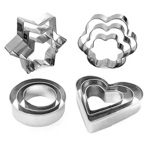 12pcs stainless - steel cookie printing molds, fondant tools, cookie molds for baking cookie imprints, fruit cutting molds, Christmas cookie molds, Halloween and Thanksgiving cookie molds, chocolate molds