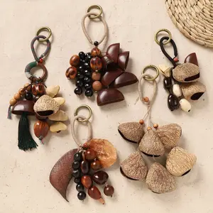 Handmade Plant Pod Wind Chime-Natural Seed Shell Rattle Keychain  , Healing Sound Charm for Bag & Car Decoration