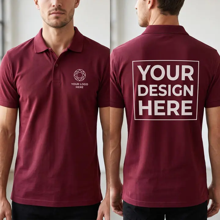 Custom Logo Polo Shirt, Front and Back Logo Design, Company Uniform for Staff, Business Team Apparel, Church Groups and Golf Event Polo