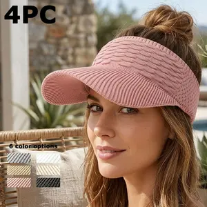 4-Piece Set Women's Outdoor Sports Baseball Cap Open-Top Sun Hat Sun Protection Hat 6 Color Options Summervibes Sun Bucket Hat Knitted Hat, Hats For Women tiktokshopspringglowup summerwins,father'sdaygifts,campingessentials,campinggear