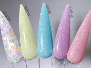 Ritzy Dips Pastel Nail Art Glitter Powder Bundle Shimmer Set with 5 Handcrafted Powders & FREE Cuticle Oil for Salon-Quality Wear