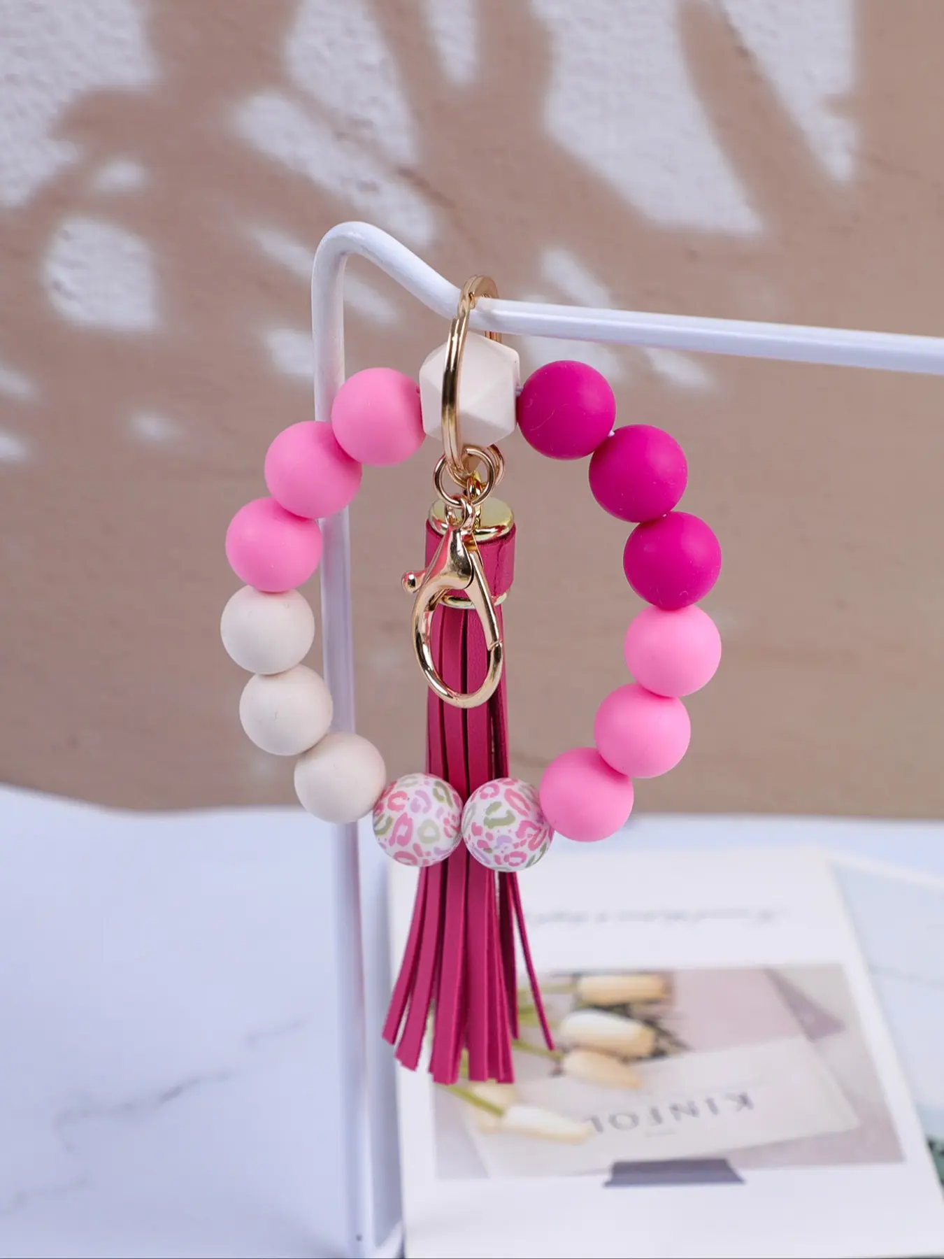 Colorful Beaded Wrist Keychain, Macaron Color Design, Long Tassel, Girly Keychain, Fashion Accessory, Perfect Gift for Friends & Mom, Keychain Wristlet