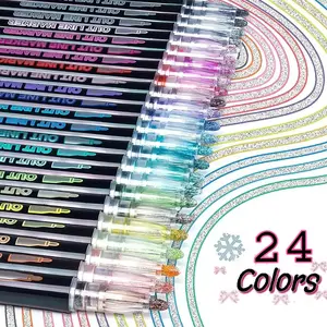 24pcs Shiny Double Line Outline Pen Set, Art Markers, Brighten Up Your Child's School Supplies