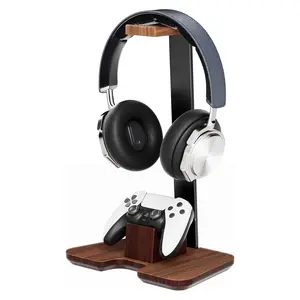 Controller Stand Wood Headphone Stand for Desk Gaming Desk Accessories Controller Holder for Gaming Equipment Headset Holder