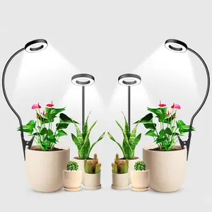 Indoor Plant Grow Light with 360° Gooseneck, Full Spectrum Clip-On LED with 3 Color Modes, 10 Brightness Levels, and Timer (3/9/12H), USB-Powered, 5W Dimmable Energy-Efficient Lighting with Push Button Control