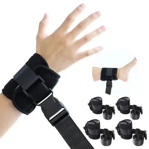 Medical Adjustable Long Restraint Handcuffs - 2 Standard, 2 Large Wrist & Ankle Straps, Sturdy Quick-Release Buckle, Ventilated Pads for Scratch & Self-Harm Prevention, Ideal for Hospital Beds & Home Care