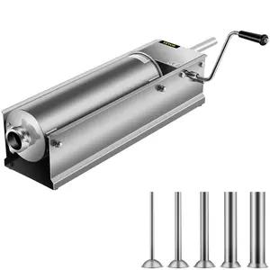 【Father's Day】VEVOR Manual Sausage Stuffer,  7 L / 15 LBS Horizontal Sausage Machine, Dual-Speed Meat Stuffer, Made of Food-Grade 304 Stainless Steel, Includes 5 Stuffing Tubes, for Home Kitchen Restaurant Commercia