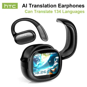 HTC NE58 OWS Translator Bluetooth Earbuds Bluetooth 6.0 Headphones LED Multi-function Touchscreen Real-time Translation in 134 Languages ​​Hi-Fi Sound Quality HD Calls Suitable for Entertainment, Music, Travel, and Office