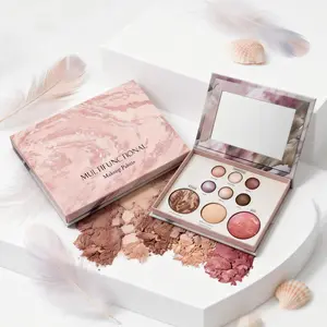 All in One Baked Makeup Palette with Bronzer Highlighter Blush and Eyeshadow Highly Pigmented Long Lasting Travel Compact Baking Makeup Palette Gift for Women