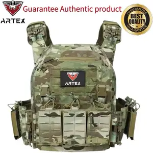 Artex Tactical Plate Carrier - Multicam Camouflage Molle Vest with Pouches & Adjustable Straps