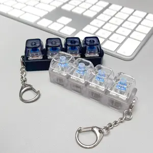 (Press To Light Up)2 Pcs Keyboard Fidget Toy for Adults Fidget Clicker Decompression Fidget Keychain Stress Relief Presents for Adult to Relief Stress Pass The Time（White）