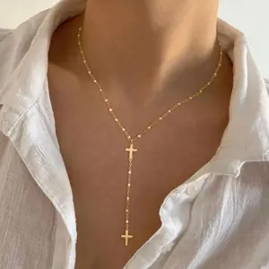 Lariat Necklaces for Women -  Cross Pendant Layered Long Y-Shape T-Bar Long Necklace Trandy All-match & Exiquisite Jewelry for Daily Decor Gift for Her