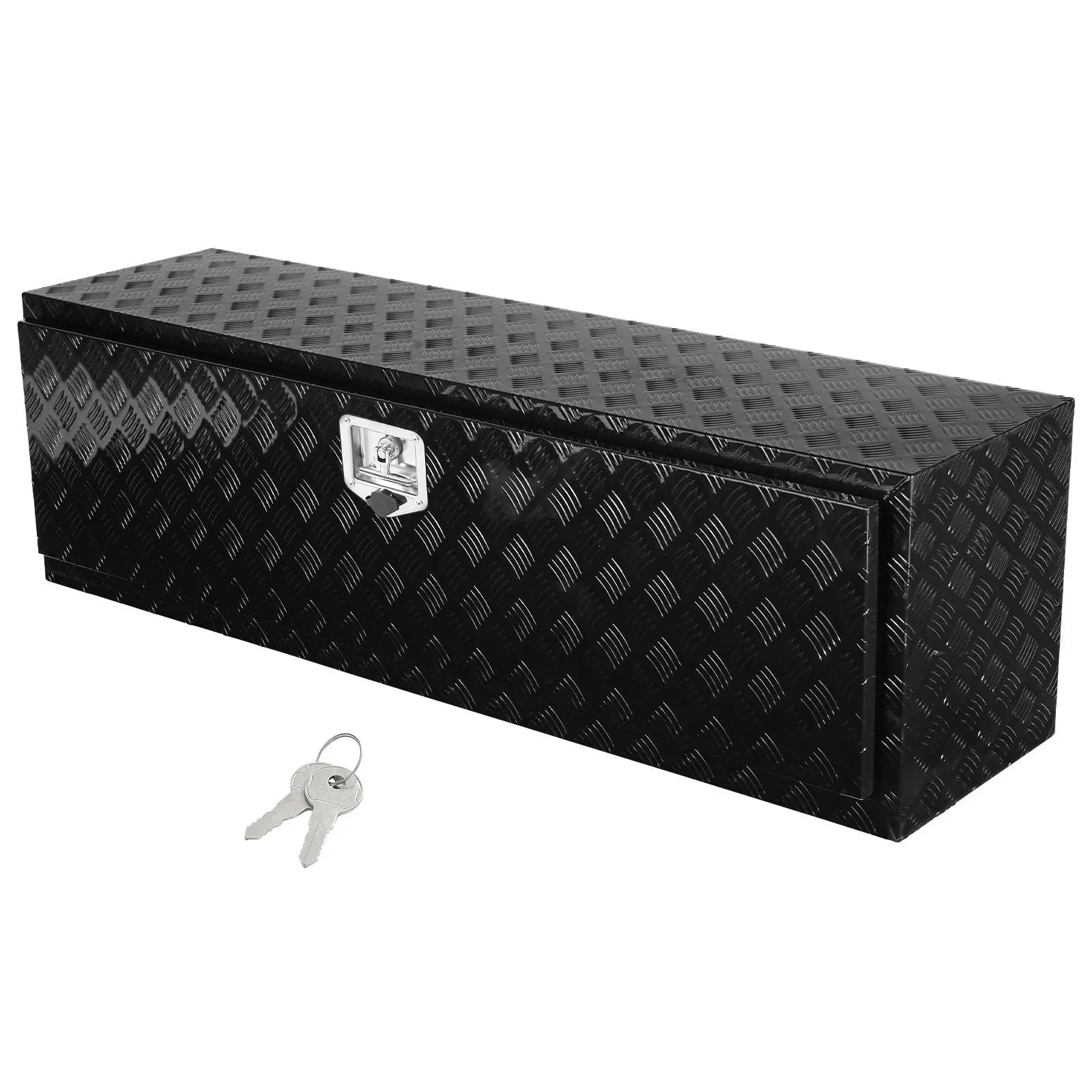 【BackToSchool】VEVOR Underbody Truck Box, 60" x 17" x 18" Pickup Storage Box, Heavy Duty Aluminum Diamond Plate Tool Box with Lock and Keys, Waterproof Trailer Storage Box with T-Handle Latch for Truck, Van, Trailer