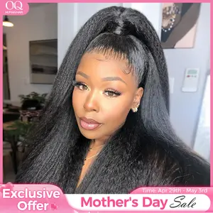 [360 Glueless Wig] OQ HAIR Pre-Cut Lace Kinky Straight 360 Full Lace Frontal Glueless Wig With Invisi Drawstring Pre Plucked Human Hair Wig #SummerVibes