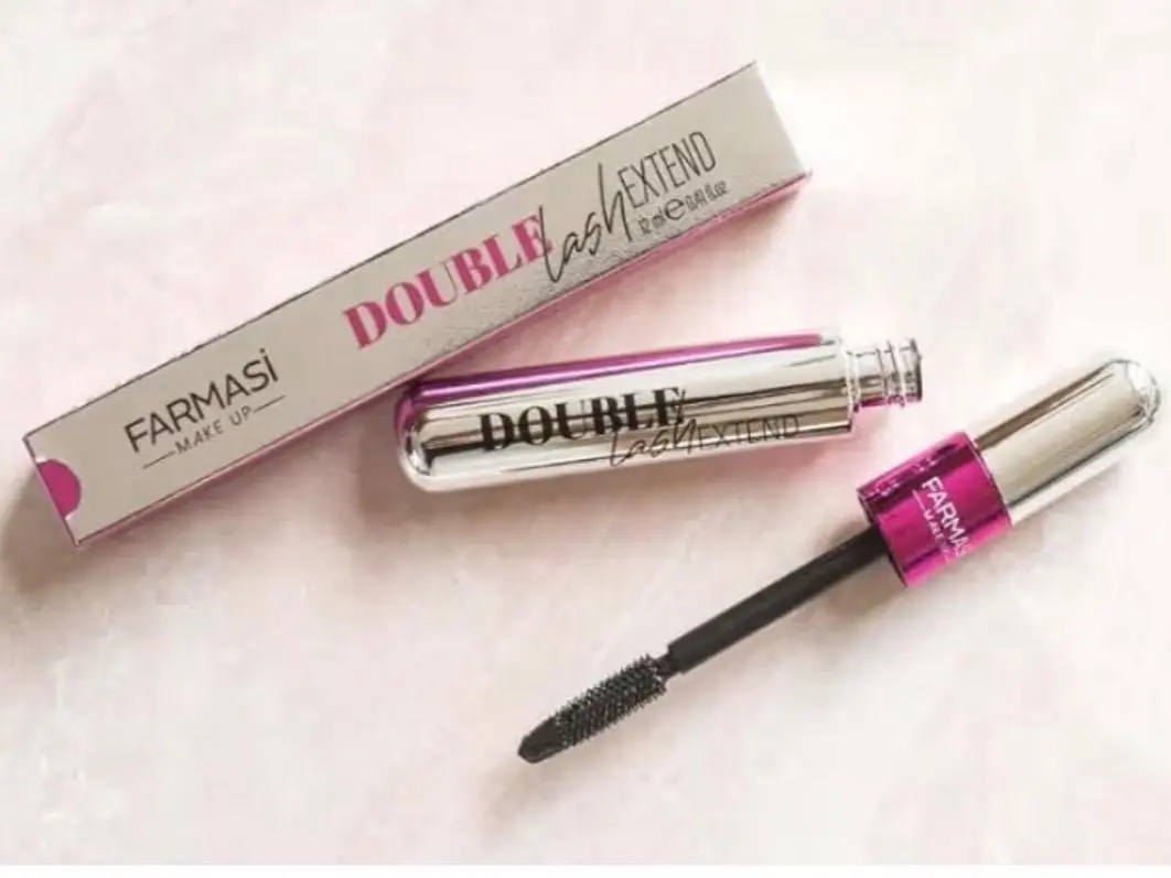 FARMASI Double Lash Extend Mascara - Long-Lasting Volume Boost & Definition with a Double Silicone Brush, Enriched with Beeswax, 0.41 fl oz, Cosmetic, Xanthan Gum, Candelilla Wax/Euphorbia Cerifera Cera, Castor Oil/Ricinus Communis Seed Oil, Double Brush