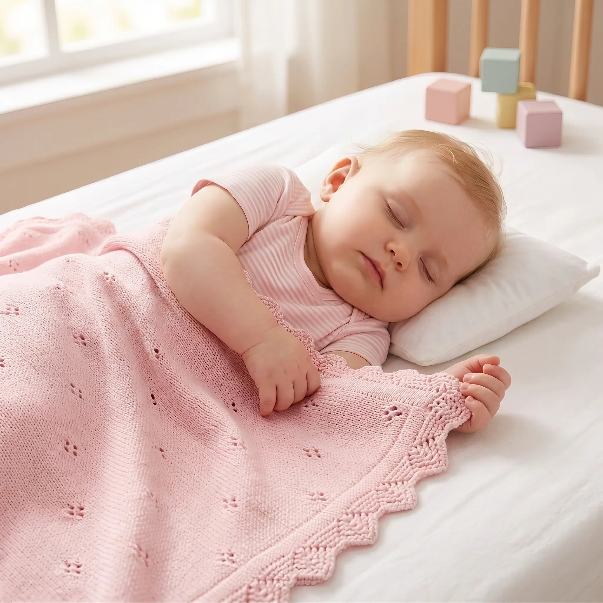 Soft Knit Baby Blanket with Heart Pattern, Newborn Swaddle Wrap, Lightweight Crochet Baby Blanket, Breathable Summer Nursery Blanket, Perfect Baby Shower Gift Cozy warmth without overheating