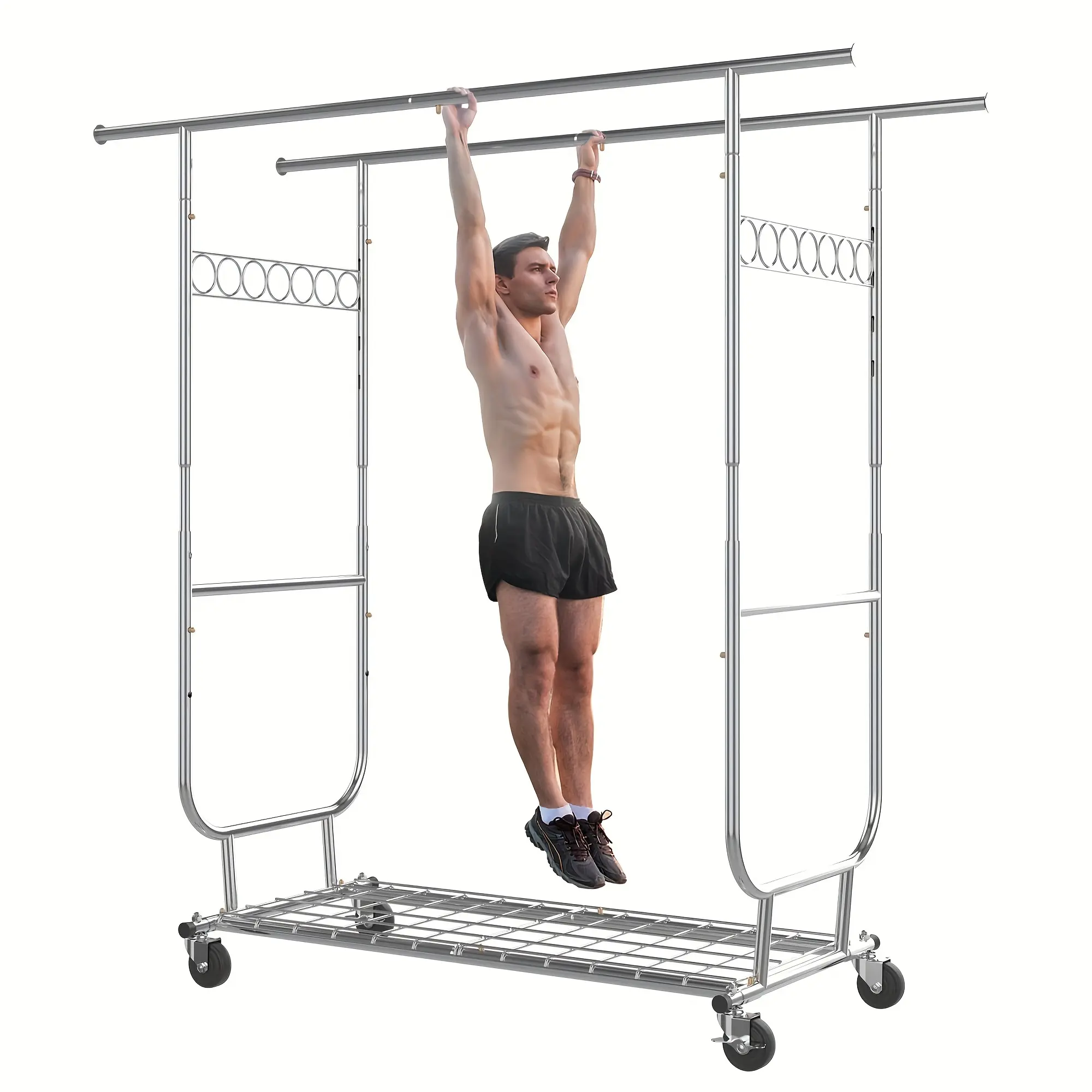 Home Essentials Clothes Rack Heavy Duty 620LBS For Hanging Clothes, Commercial Garment Rack Heavy Duty, Collapsible and Portable Clothes Rack with Wheels, Rolling Clothing Racks Metal Clothing Rack