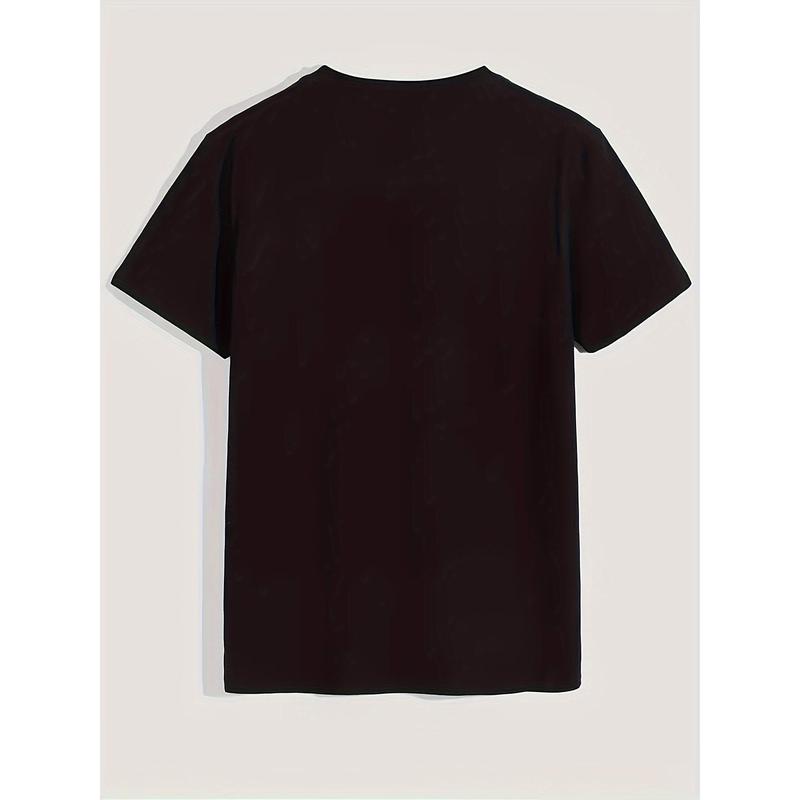 Men'S Casual Crew Neck T-Shirt with "FUTURE" Print, Short Sleeve, Knit Fabric, 95% Polyester 5% Spandex, Slight Stretch, Regular Fit, Summer Top - Black