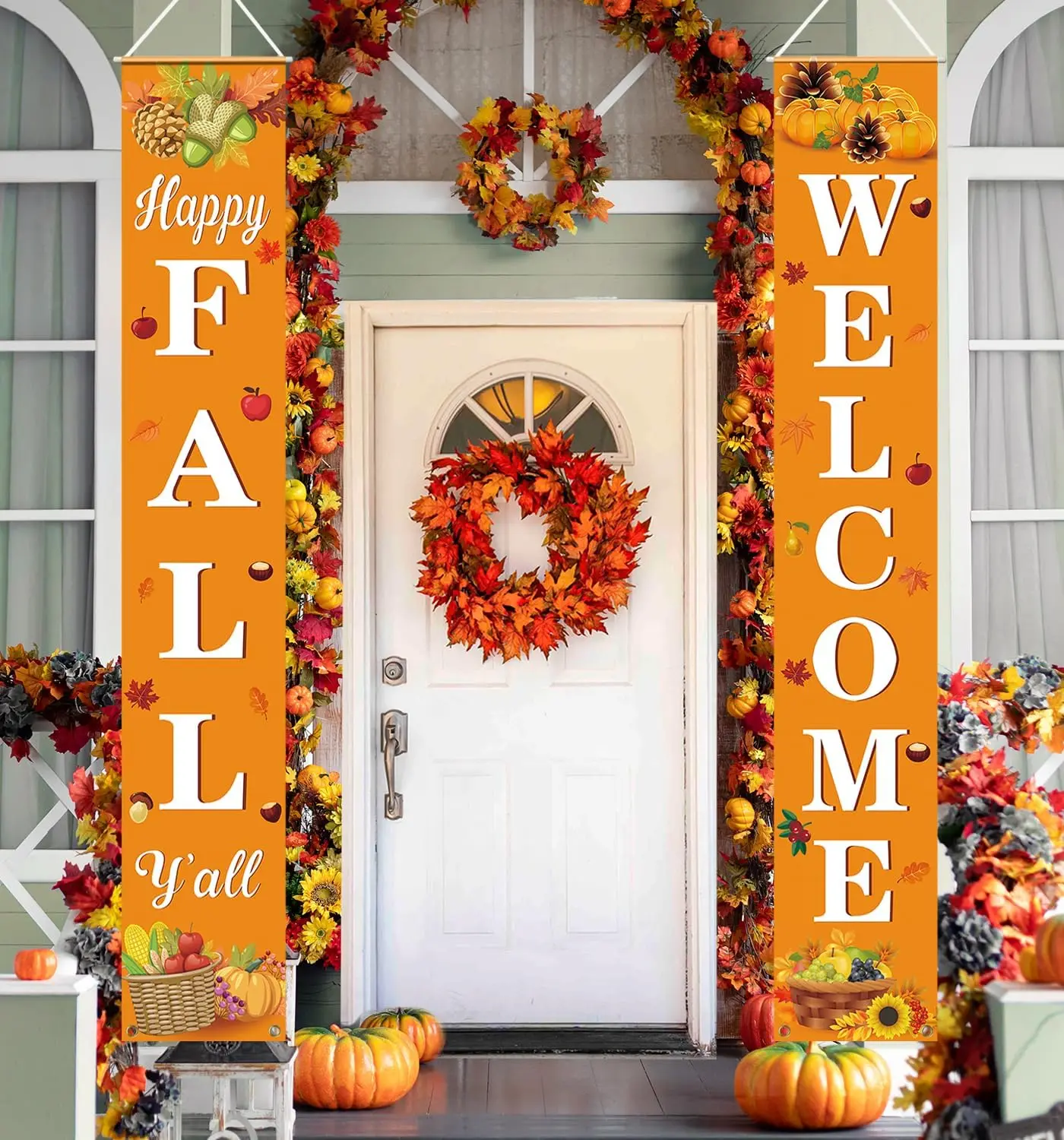 Fall Decor Fall Decorations for Home Happy FALL Welcome Hanging Banner Porch Signs
