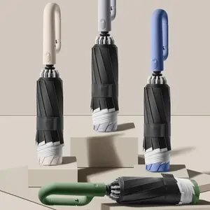 High-End Unisex Reverse Automatic Ring-Lock Umbrella, Foldable UV Protection Cast Iron Umbrella for Sunny & Rainy Days