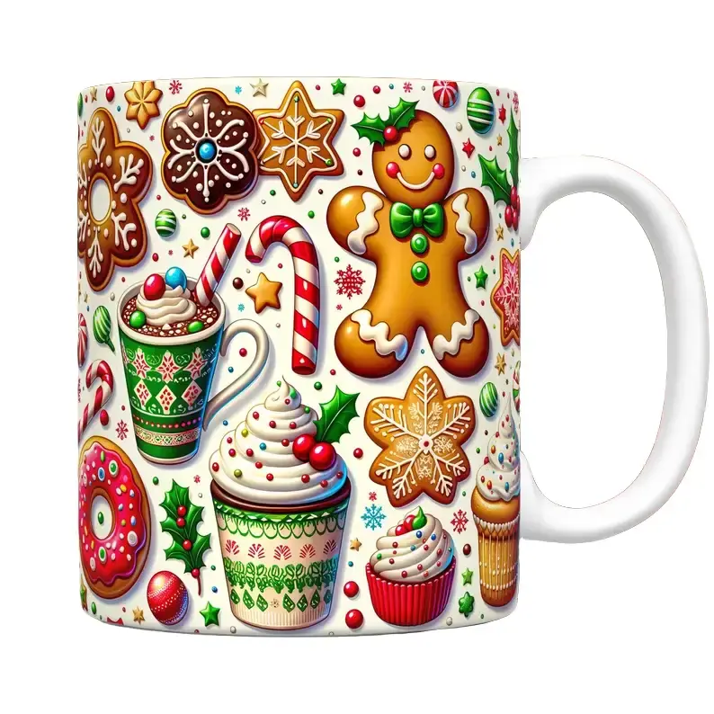 3D Gingerbread Christmas Mug Ceramic 15oz.