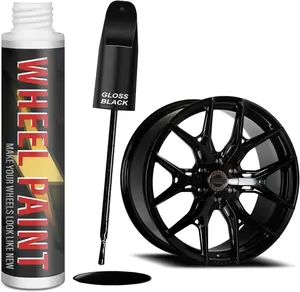 Rim Scratch Repair Touch-Up Pen Gloss Black Rim Touch Up Paint, Rim Paint, Wheel Scratch Repair Touch Up Paint Pen, Repair Curb Rash, Scratches, and Scuffs on Wheels Quickly and Easily, Universal Color Gloss Black Car Scratch Repair Paint