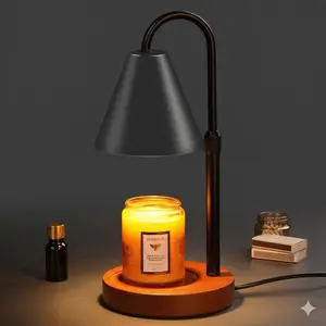 Candle Warmer Lamp with Timer Dimmable for Jar Scented Candles, Black Vintage Home Decor Wax Melt Warmer with 2 Bulbs, Safe Timer Control for Women Mom Christmas Birthday Gifts