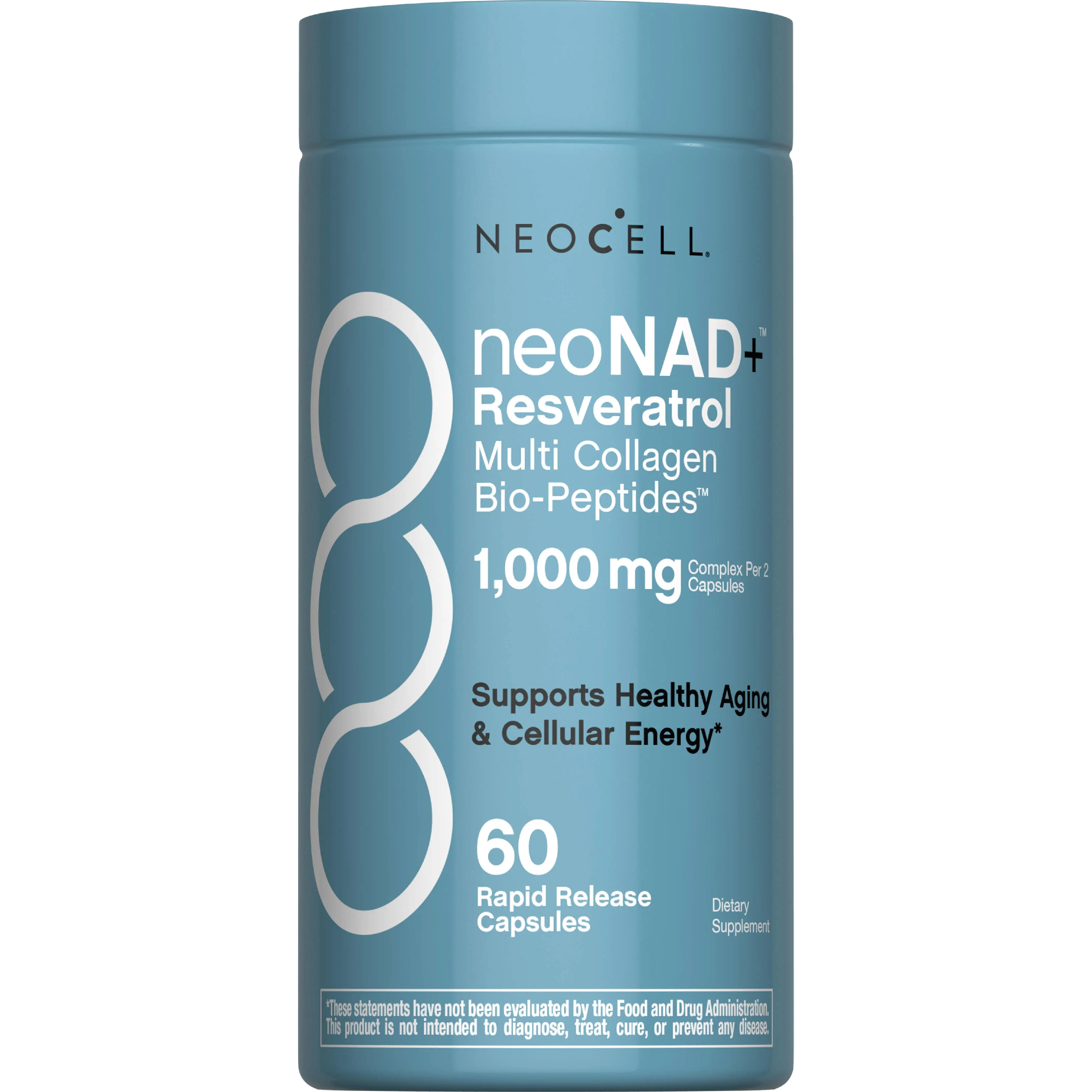 NeoCell NAD+ Resveratrol Capsules - With Multi Collagen Bio-Peptides - 60 Capsules - Supports Healthy Aging & Cellular Energy NeoCell NAD+ Resveratrol Capsules - With Multi Collagen Bio-Peptides - 60 Capsules - Supports Healthy Aging & Cellular Energy