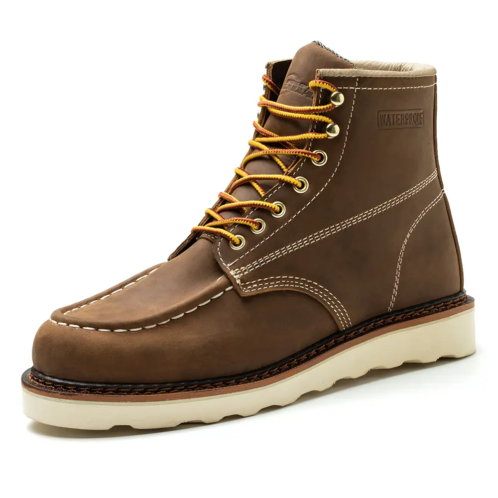 6" Men's Work Boot - Brown (ACD503) EVA Comfortable Sole Durable Genuine Leather Outdoor Footwear Midcut Hiking Boot