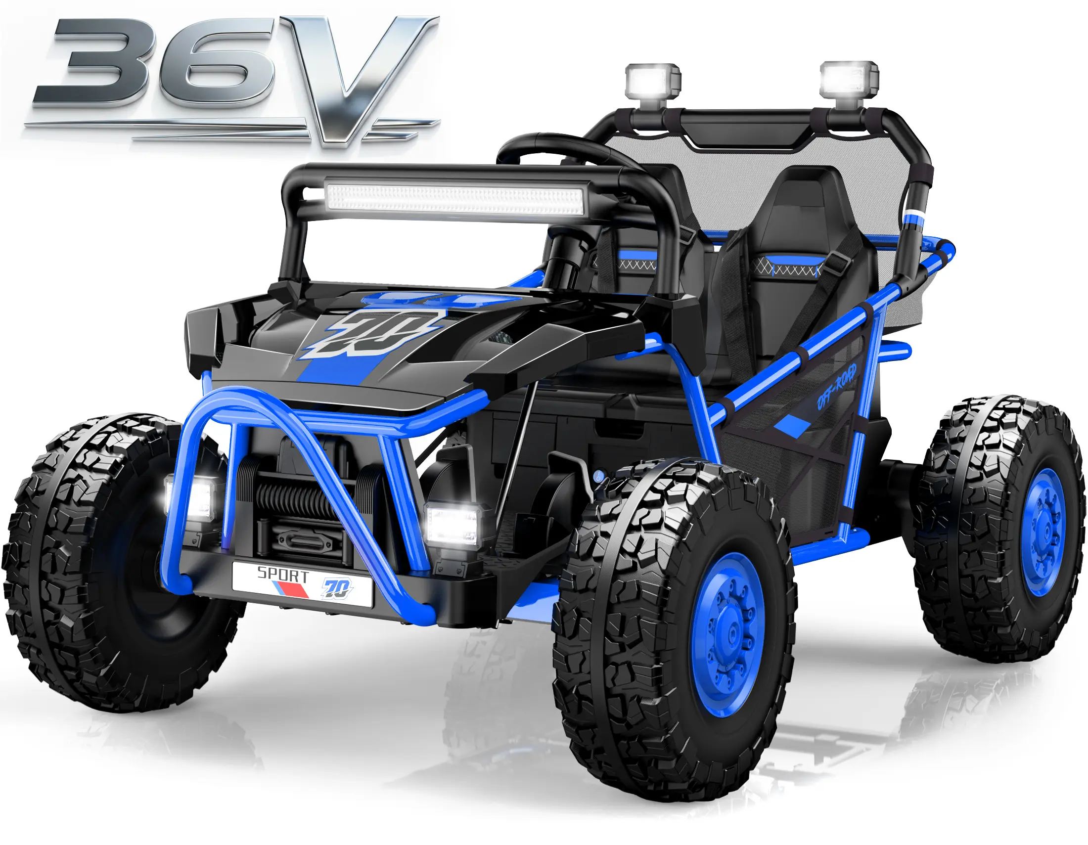36V Powerful Kids Ride-On UTV Ride On ATV, 2-Seater 400W Off-Road Toy Car for Ages 6+, Built-In Batteries, 5-8 MPH Speed, Real Driving Feel, EVA Tires, Metal Frame