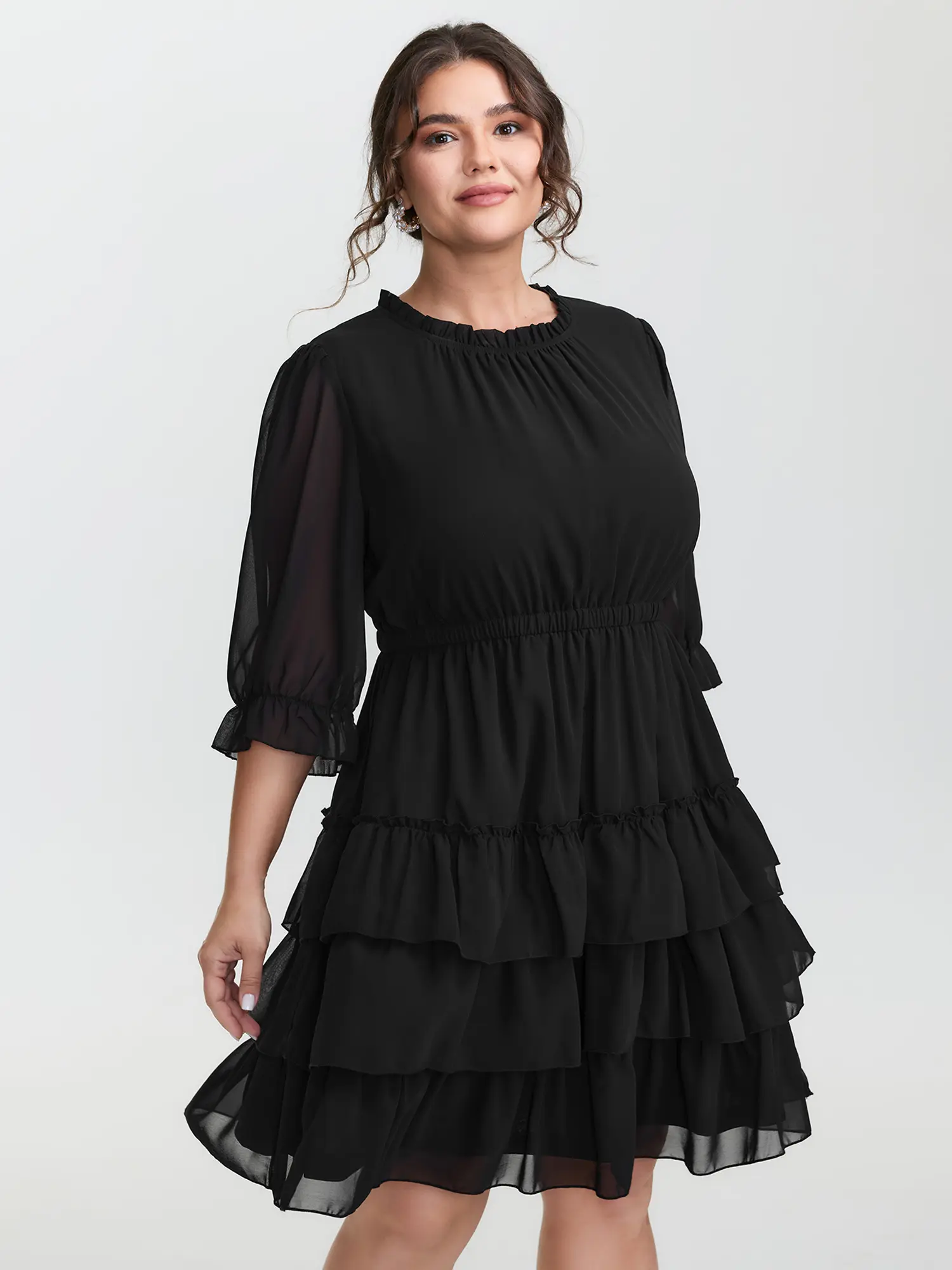 BloomChic Women's Romantic Puff Sleeve Tulle Dress, Knee-Length Polyester Garment with Pockets for Going Out, Smooth, Lady, Casual, Low Iron, Romantic Style, Elbow Length, Spandex, Fabric