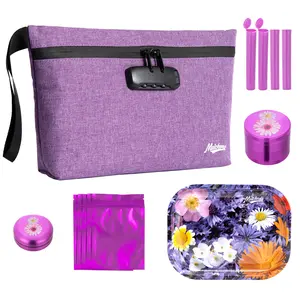 Smell Proof Bag with Combination Lock Carbon Lined Odor Proof Pouch Large Smell Proof Containers Travel Medicine Lock Bag Gifts for Women 6 in1 Set Purple