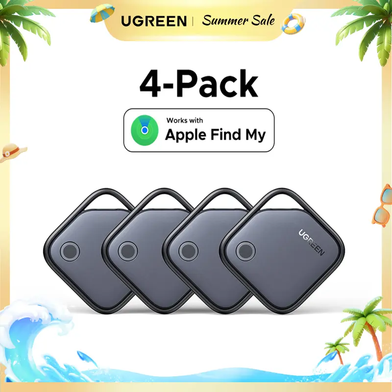 UGREEN Finder Tag Compatible with Apple Offcial Chip ( iOS Only） , Anti-lost for Car Key Wallet Luggage Passport with Alarm& Left-Behind Remind Slim Bluetooth Tracker,Gps Signal Protector Smart Tracking,Summer Sale