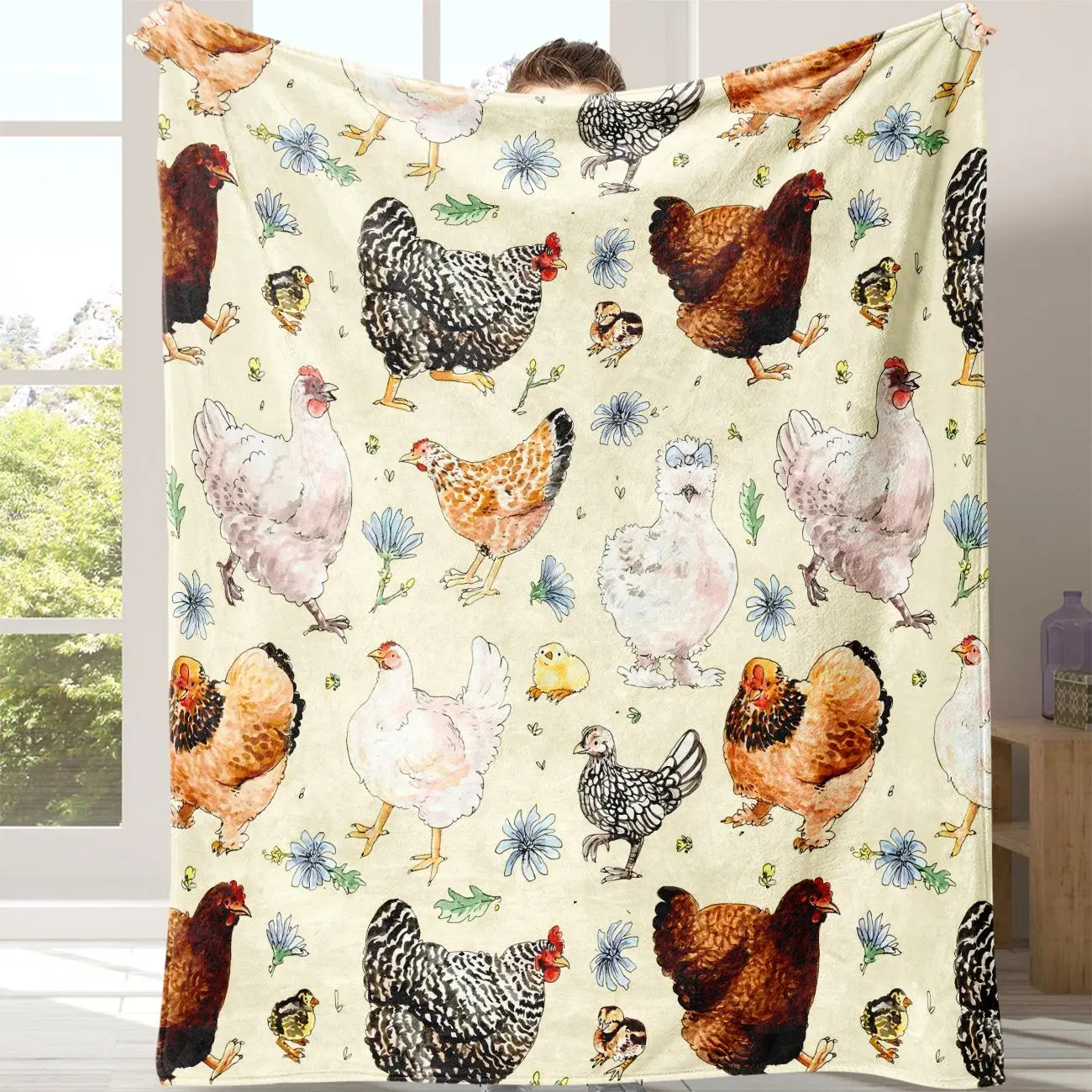Chicken Pattern Blanket, Soft Warm Throw Blanket, Air-conditioned Room Blanket, Gentle Soft Blanket, Warm Nap Blanket for Home Office Travel Camping