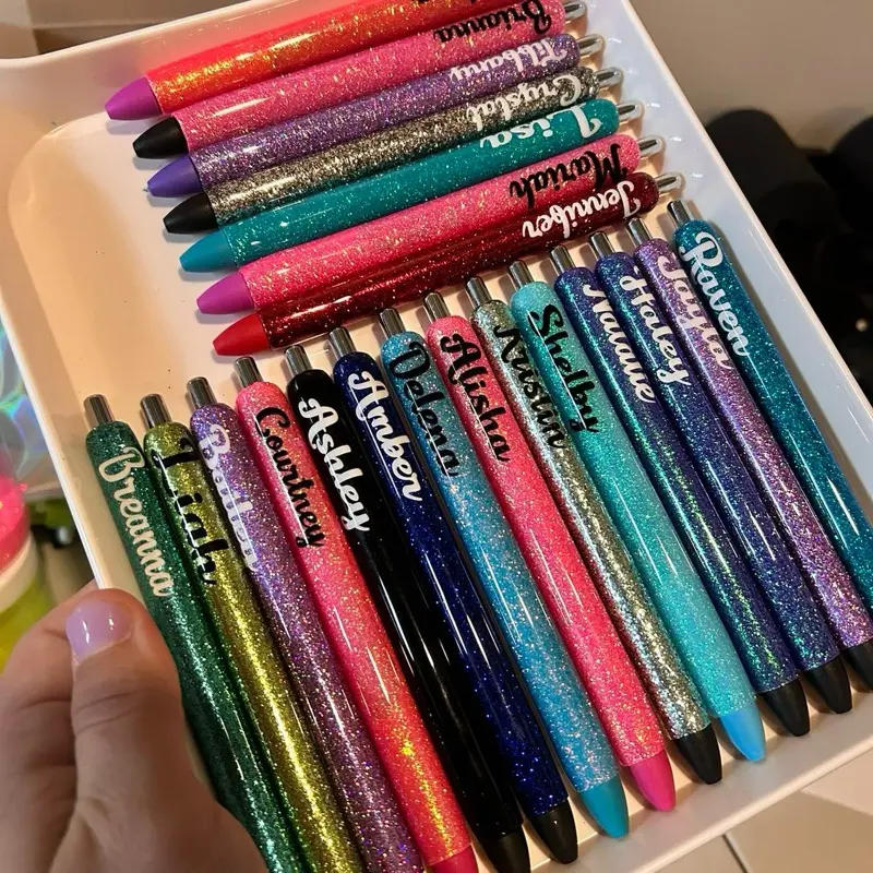 Glitter Epoxy Pens - Personalized Custom Name Pens for Creative Projects & School Supplies - Vibrant Colors & Sparkling Shine - Perfect for Personal Use or Office Tasks
