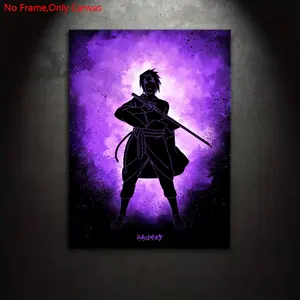 1 piece/set frameless canvas painting print poster, minimalist silhouette style digital art, Sasuke Uchiha, a perfect gift for Japanese anime enthusiasts, ideal gift for bedroom, living room, dorm hallway, kitchen, mural, wall decoration, room decoration