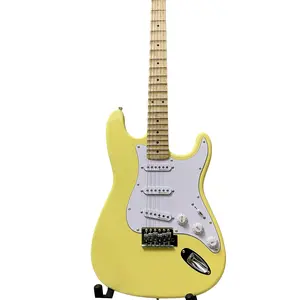 New  STR Electric Guitar Mahogany Body Maple Top In Cream Yellow