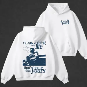 Hip Hop Lyric Men's Oversized Hoodie - "Love Yourz" J. Cole Retro Print Pullover Sweatshirt cotton gift tee soulja boy outfit christian clothing gorlock destroyer shirt