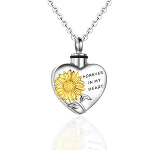 Creative pet urn pendant necklace commemorative pet sunflower urn pendant necklace pet memorial