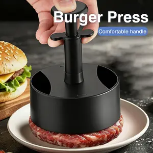 1 Count Hamburger Meat Press, black, non-stick hamburger patty maker, for indoor and outdoor cooking